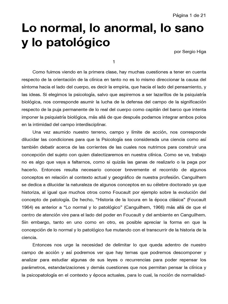 Normalidad y Patología en Psicología | PDF | Jacques Lacan | Psicosis