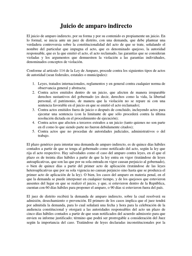 Plazos en Juicio de Amparo Indirecto | PDF | Sentencia (ley) | Caso de ley