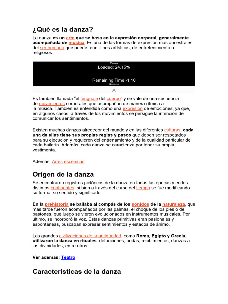 Introducción a la danza y sus tipos | PDF | Bailes | Las artes escénicas