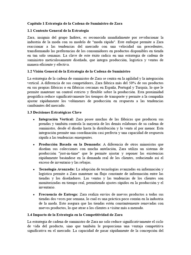Capítulo 1 Estrategia de La Cadena de Suministro de Zara | PDF | Cadena ...