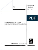 COVENIN 2262-91-Generadores de Vapor-Reparaciones y Alteraci