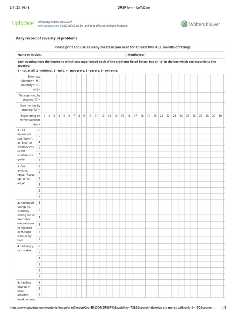 DRSP Form - UpToDate | PDF | Diseases And Disorders | Medical Specialties