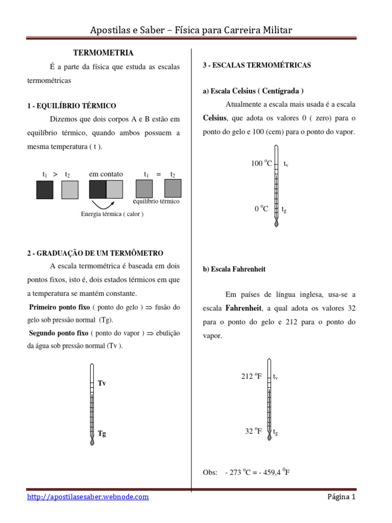 Termometria e Dilatação Térmica | PDF | Calor | Temperatura
