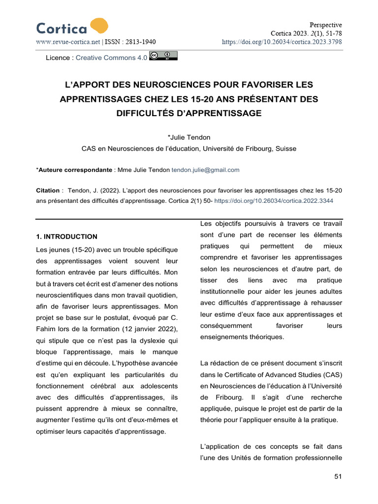 Neurosciences et apprentissages des 15-20 ans | PDF | Cerveau | Neurone