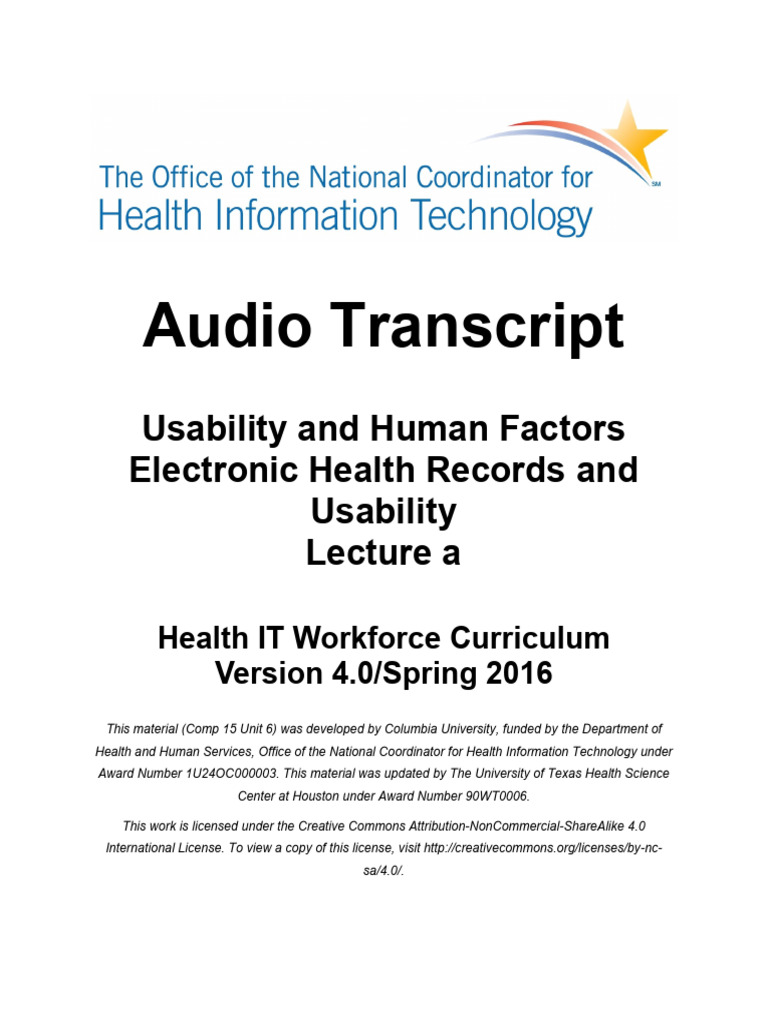 Transcript | Download Free PDF | Electronic Health Record | Usability