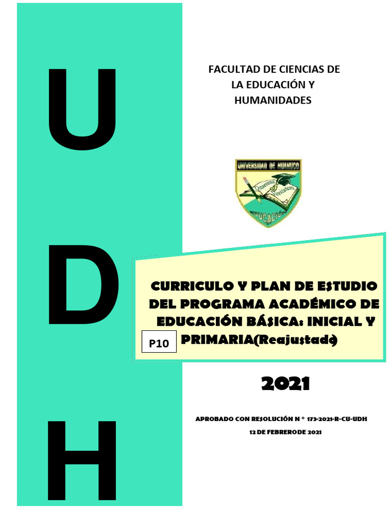 Currículo y Plan de Estudios UDH 2021 | PDF | Plan de estudios ...