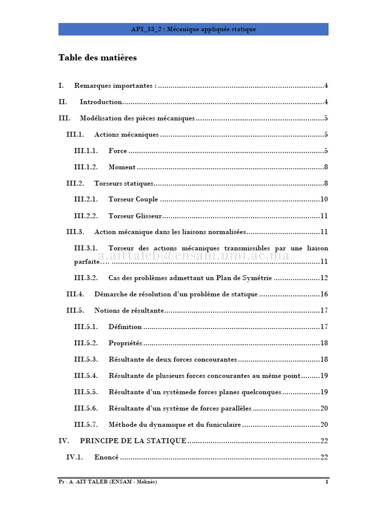Cours de Mécanique Appliquée Statique | PDF | Friction | Obliger