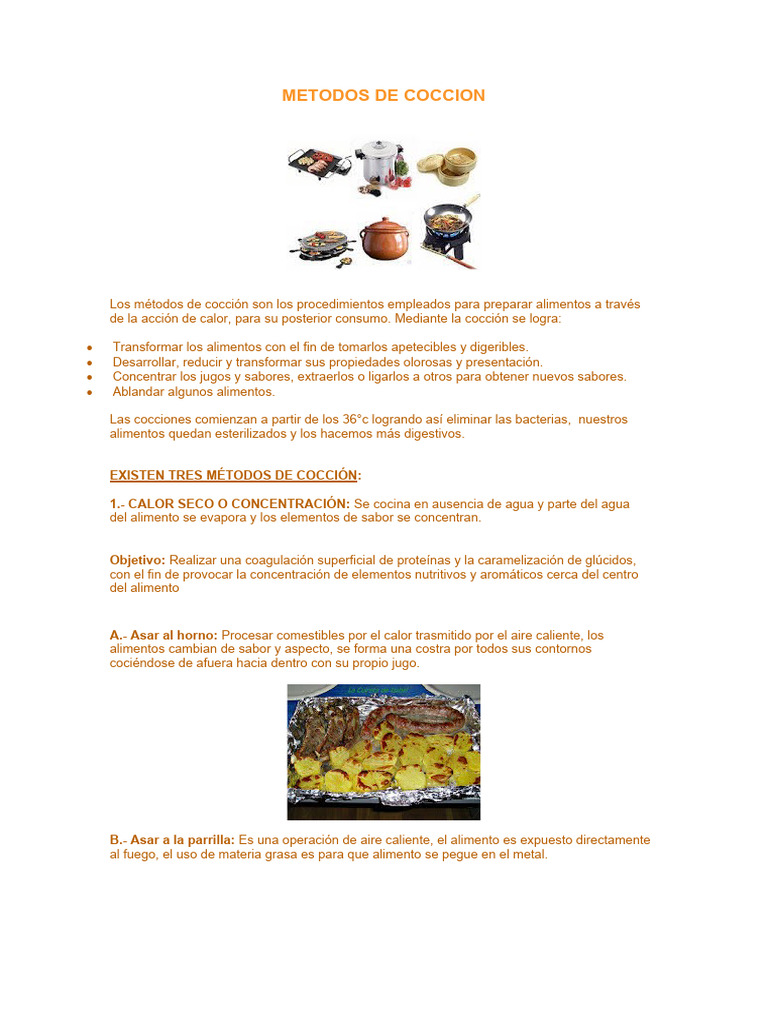 METODOS DE COCCION | PDF | Cocinando | Alimentos