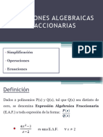 EXPRESIONES ALGEBRAICAS FRACCIONARIAS (Parte I)