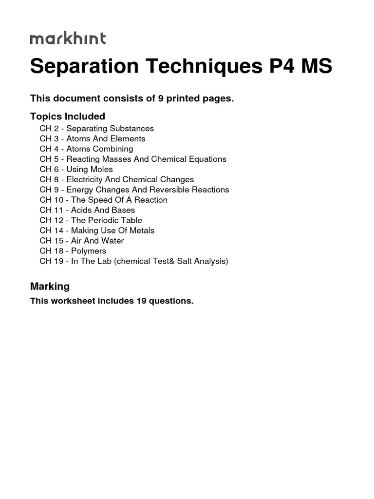 Separation techniques p4 ms pdf