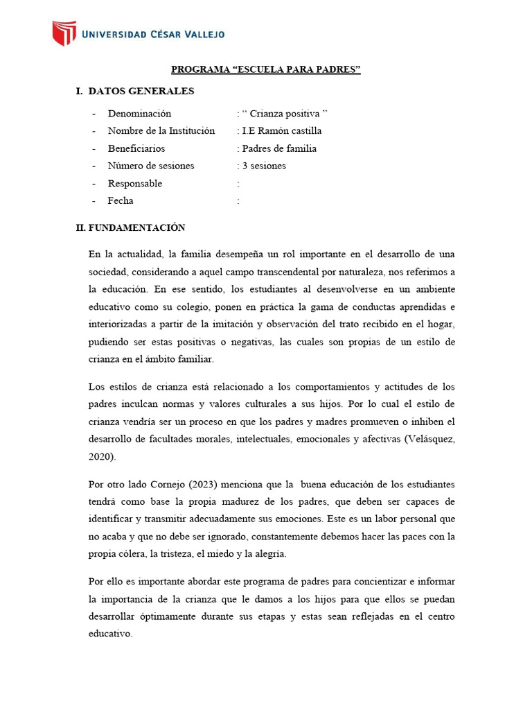 Escuela para Padres: Crianza Positiva | PDF | Las emociones ...