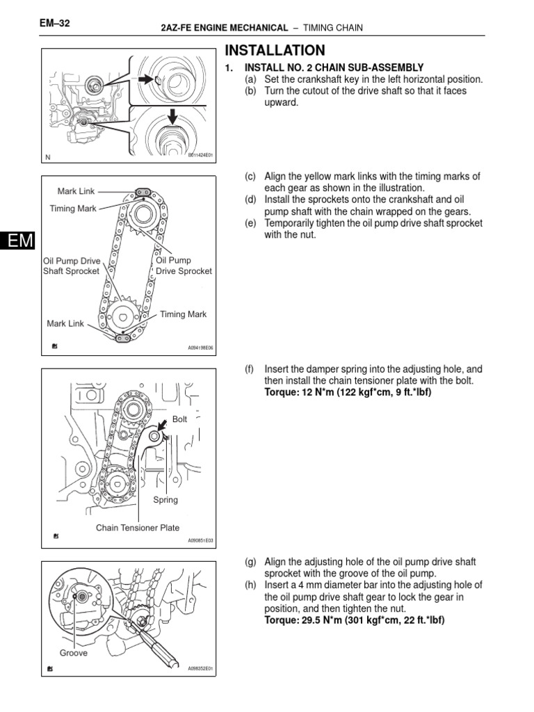 2AZ-FE Engine Timing Chain Installation Guide | PDF | Machines ...