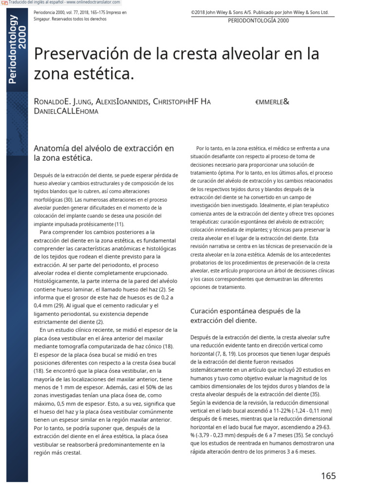 Alveolar Ridge Preservation in The - En.es | PDF | Implante dental | Hueso