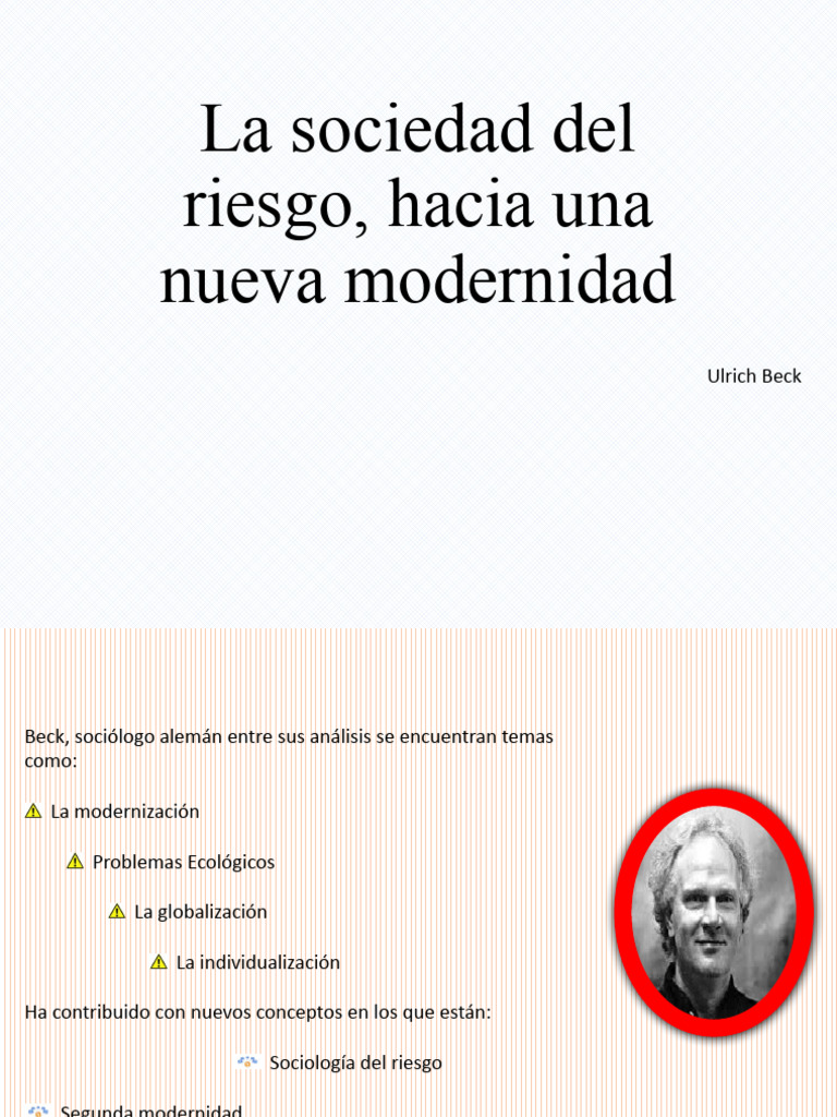 Sociedad del Riesgo y Modernidad | PDF | Sociedad | Teoría de la ...