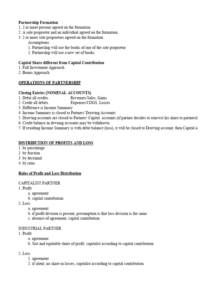 Partnership Formation and Operations Guide | PDF | Debits And Credits ...
