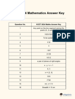 KCET 2024 Mathematics Answer Key