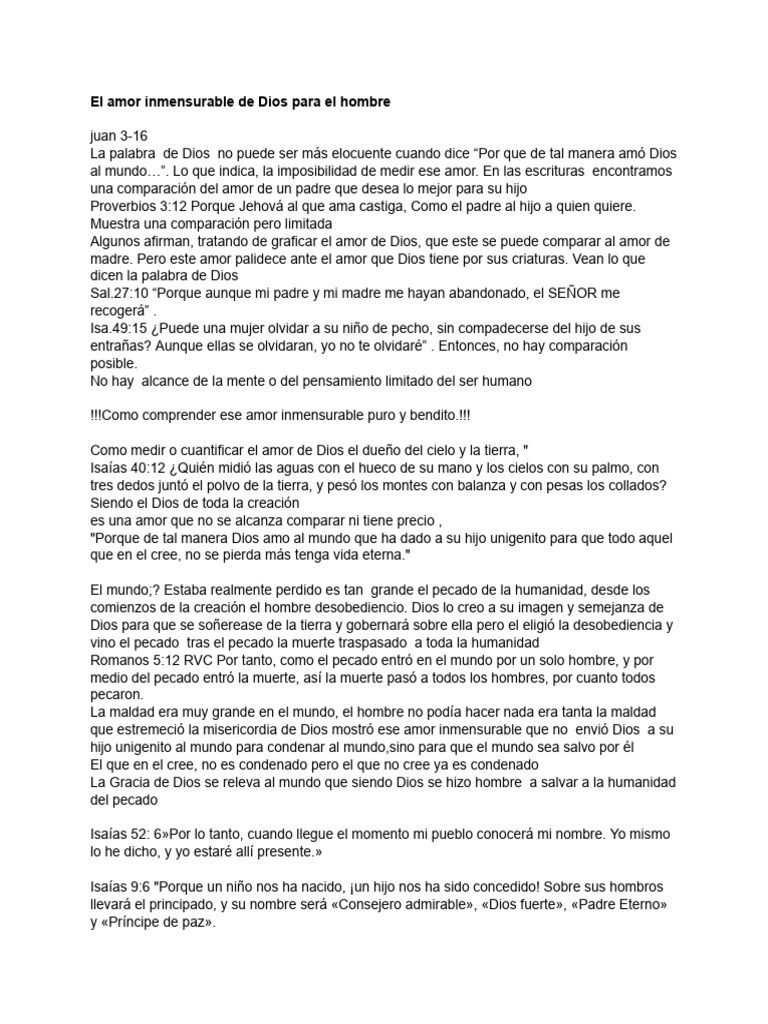 El Amor Infinito de Dios por la Humanidad | PDF | Pecado | Amor
