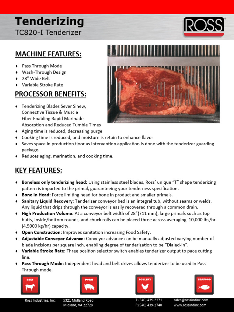 Tenderizing: Machine Features | PDF | Meat | Belt (Mechanical)