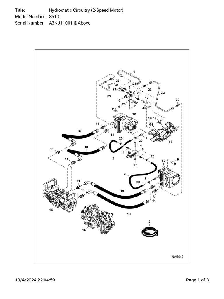 Hydrostatic Circuitry (2-Speed Motor) - S510 | PDF | Vehicle Technology ...