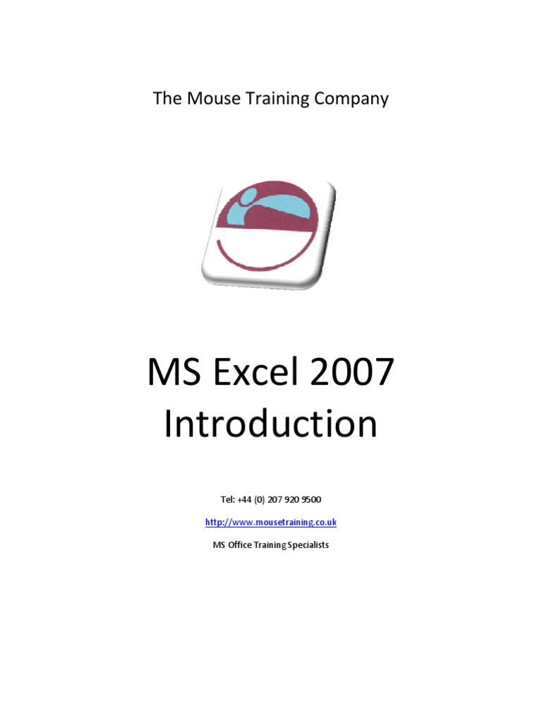 Excel 2007 Introduction Training Manual | PDF | Microsoft Excel ...