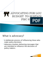 ADVOCATING FOR LGU BUDGET TO SUSTAIN PMC SESSIONS