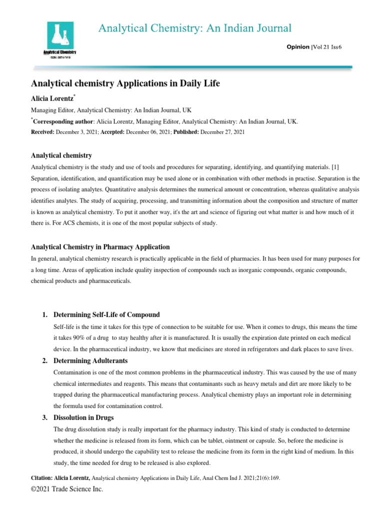 Applications of Analytical Chemistry | PDF | Analytical Chemistry | Soil