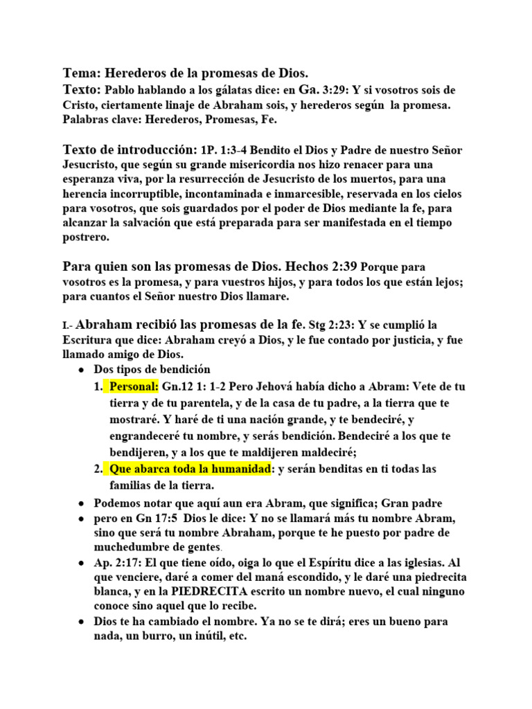 Herederos de las Promesas de Dios | PDF | Abrahán | Cristo (título)