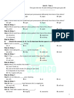 Ôn tập học kì II - Unit 8 Test 1 (key)