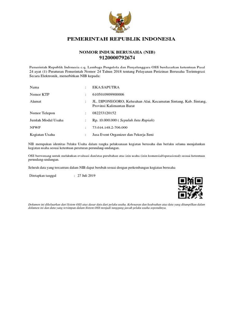 Nib Adalah Contohnya | PDF