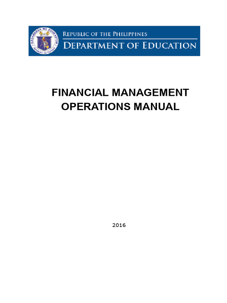 DepEd Financial Management Manual 2016 | PDF | Budget | Fiscal Policy