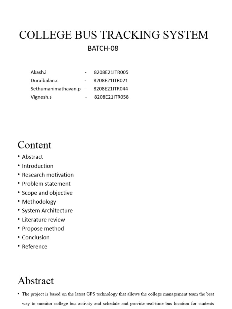 College Bus Tracking System Overview | PDF | Mobile App | Bus