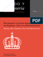Pasado y Memoria Revista de Historia Contemporanea Num 13 2014 Recomponer El Mundo Despues de Napoleon 1814 y Las Restauraciones 1048529