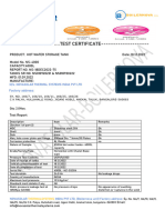4000L Hot Water Tank Test Certificate - JPMC Mumbai Lot 1