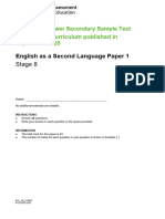 English As A Second Language Stage 8 Sample Paper 1 - tcm143-595842