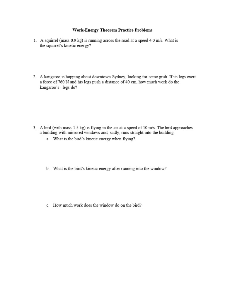 Work Energy Theorem Problems With Solutions Pdf