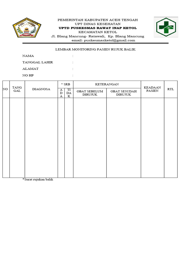 Lembar Monitoring Pasien Rujuk Balik | PDF