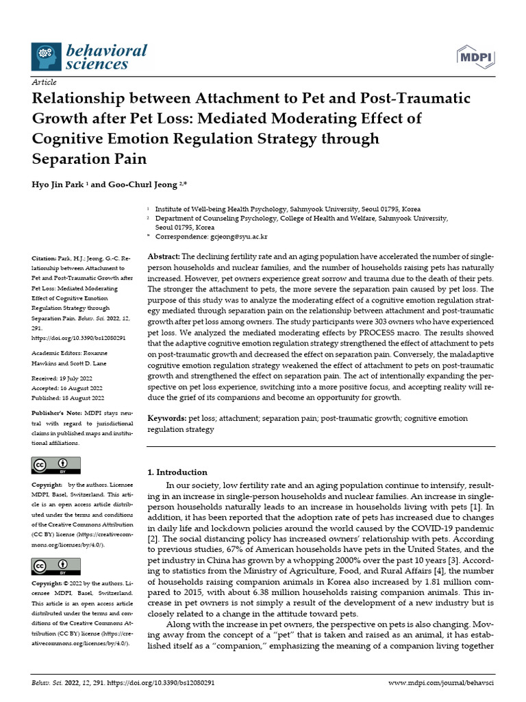 Relationship Between Attachment To Pet and Post-Tr | PDF ...