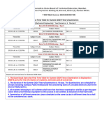 Time Table for Summer 2024 Theory Examination