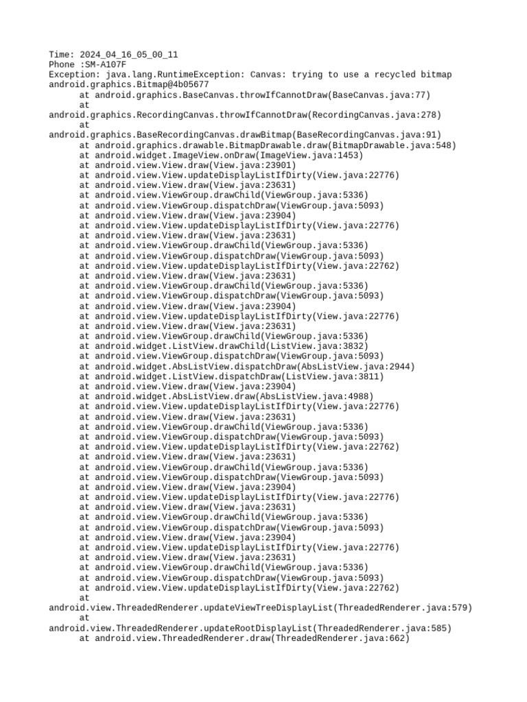 Android Bitmap Recycled Exception Error | PDF | Software Engineering ...