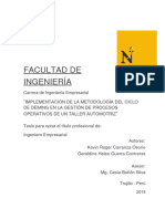 "Implementación de La Metodología Del Ciclo Deming en La Gestion de Procesos de Un Taller Automotriz