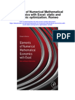 Elements of Numerical Mathematical Economics With Excel Static and Dynamic Optimization Romeo Full Chapter