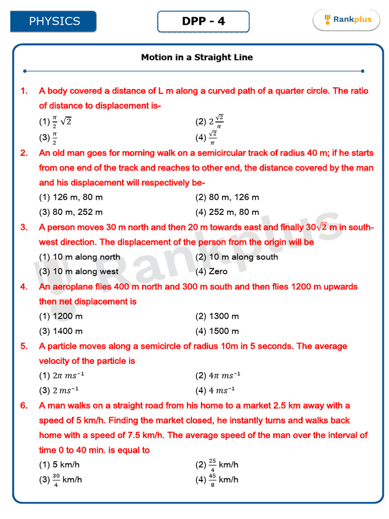 04 - Motion in A Straight Line - 23 Feb. 24 | PDF | Acceleration | Speed