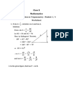 CLASS 10, INTRO TO TRIGONOMETRY, WORKSHEET, Module 1 BY 3