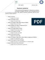 ELT 106 Assingment Sentence Patterns