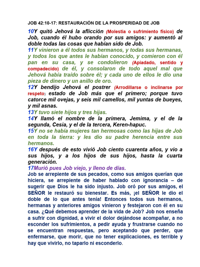 Restauración y Lecciones de Job | PDF | Libro de trabajo