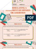 WEEK 3- FORMULATING A STATEMENT OF OPINION OR ASSERTION