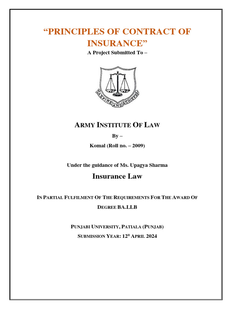 Principles of Insurance Contracts Explained | PDF | Insurance | Indemnity