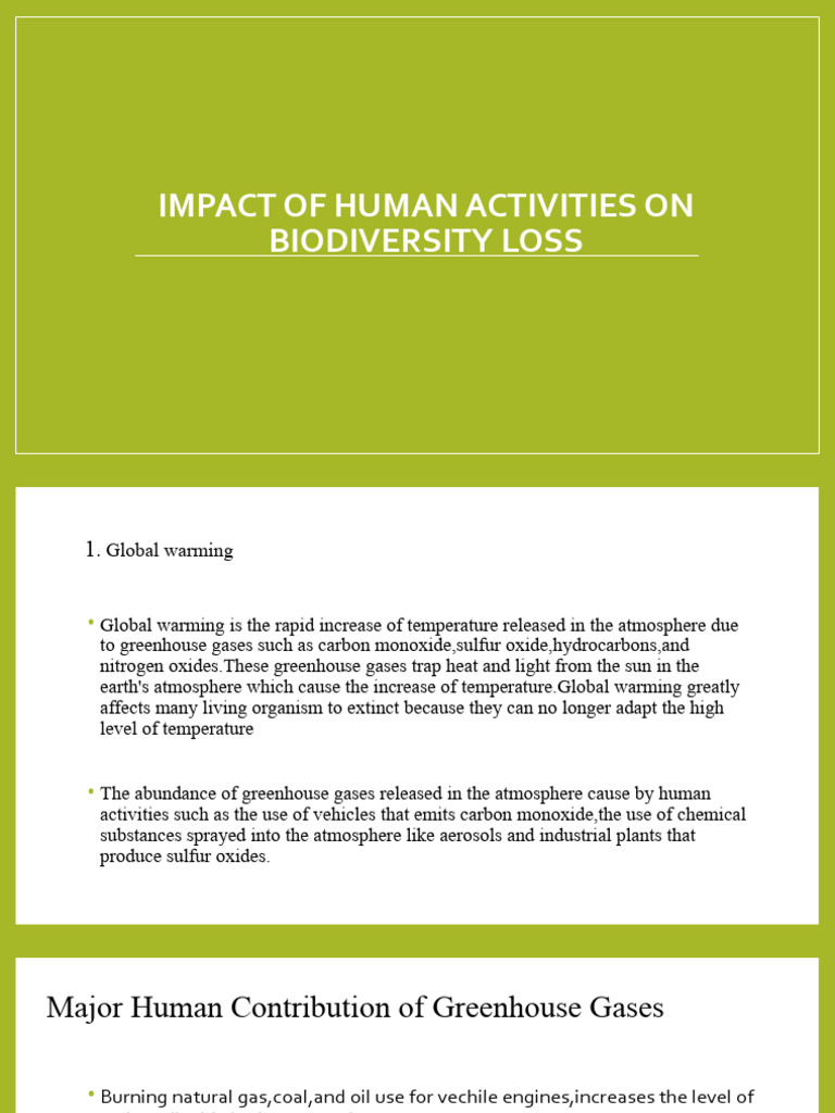 Human Impact on Biodiversity Loss | PDF | Climate Change | Greenhouse ...