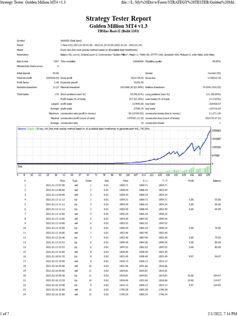 Golden Million MT4 Strategy Report | PDF | Economics | Private Sector