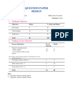 Question Paper Design: Subject: Data Entry Operations Marks: 40 Class: Senior Secondary Duration: 2 Hours